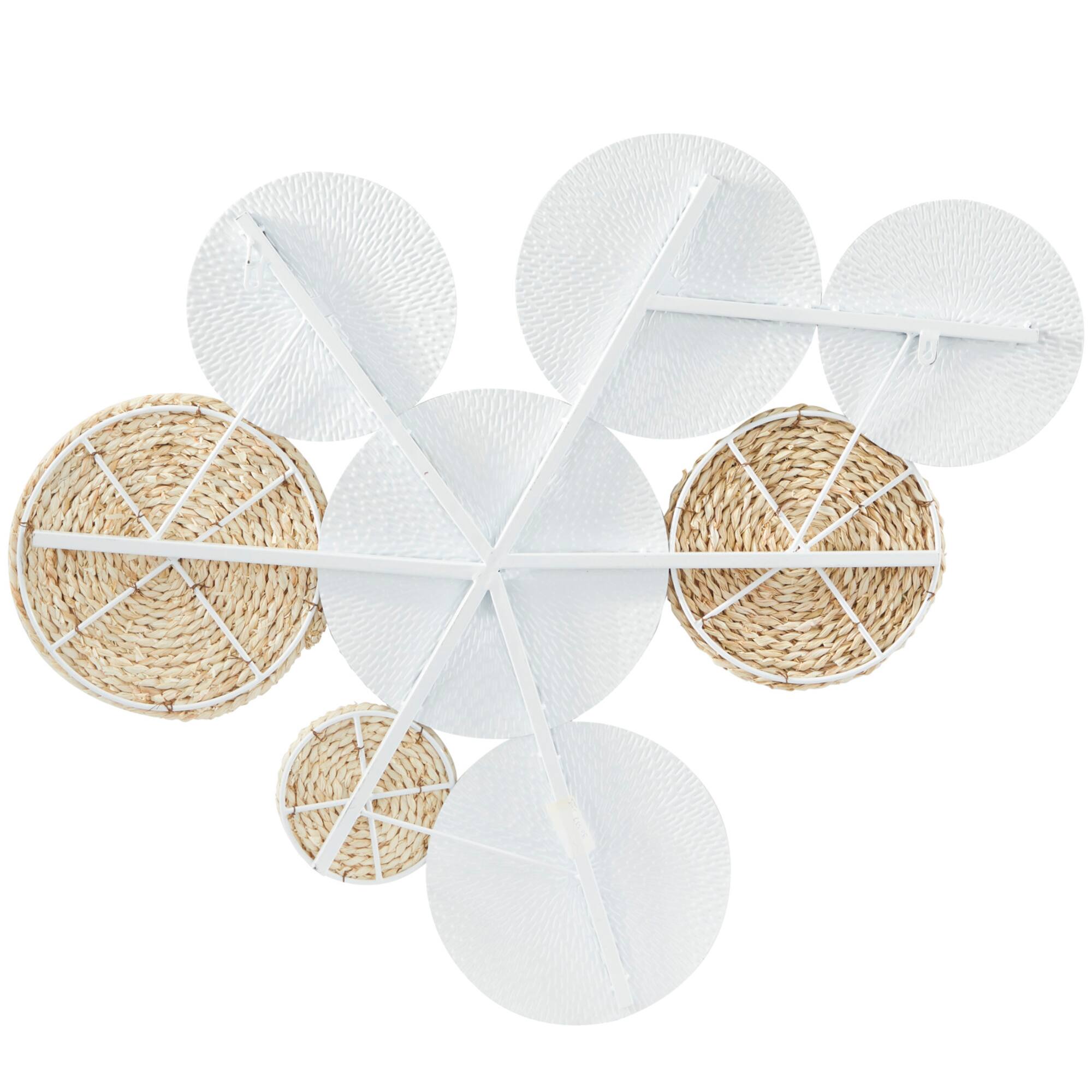 White Metal Rope Design Plate Wall Decor with Textured Pattern 37" x 1" x 31"